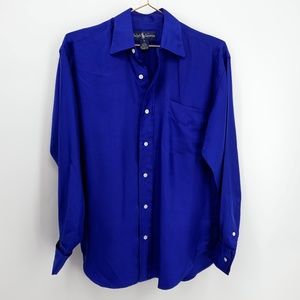 Ralph Lauren Royal Blue Silk Shirt Cuffs